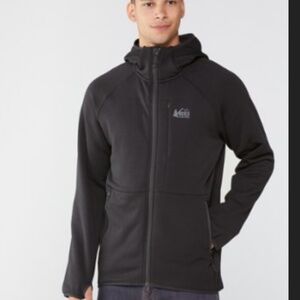 REI Co-op Fleece Hoodie Jacket Full Zip POLARTEC Black Mens Small